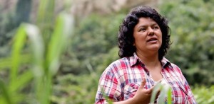 Berta Caceres at the banks of the Gualcarque River in the Rio Blanco region of western Honduras where she, COPINH (the Council of Popular and Indigenous Organizations of Honduras) and the people of Rio Blanco have maintained a two year struggle to halt construction on the Agua Zarca Hydroelectric project, that poses grave threats to local environment, river and indigenous Lenca people from the region.
